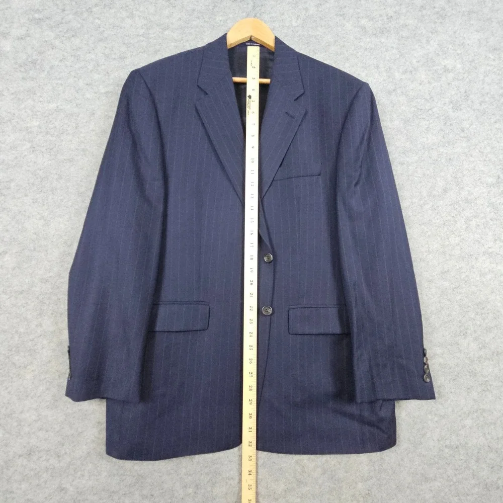 Chaps Ralph Lauren Men's Navy Blue Pinstripe Wool/Cashmere Blazer Size 44R FLAWS